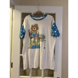 Simply basic Vintage Bear Kimono Asian Inspired Nightgown Fish Sparkle Freesized